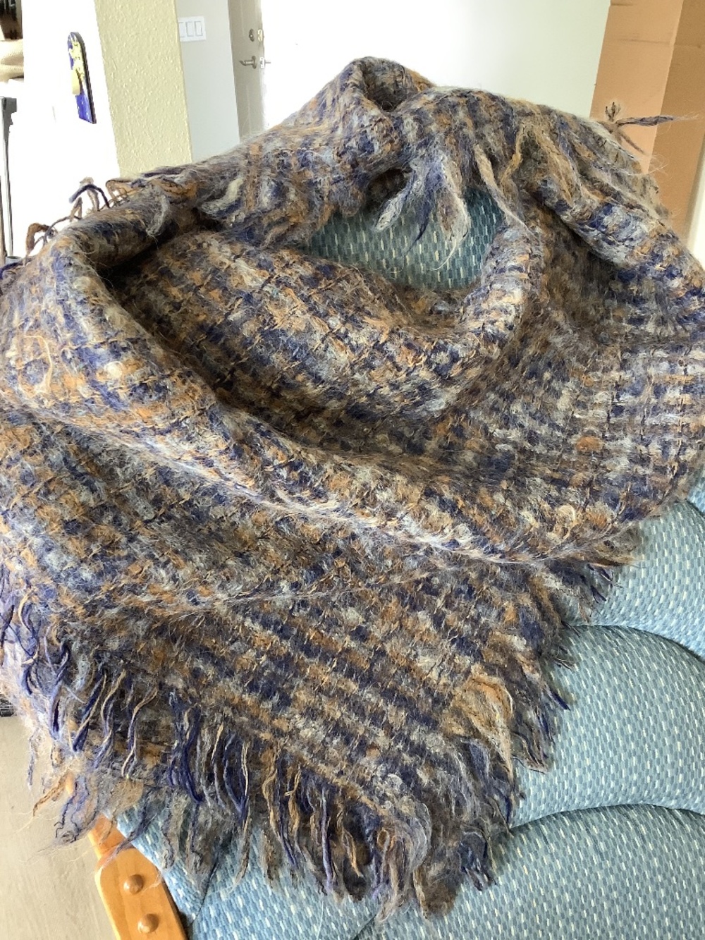 Avoca Handweavers Multicolored Scarf  Brown, Rust, Taupe. Grey loom of Ireland